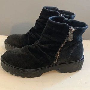 Blowfish black platform chunky moto side zip ankle boots 8.5